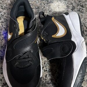 Kids Black and Gold Athletic Shoes